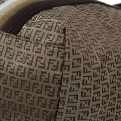 Pre Owned Fendi Brown Striped Zucchino Nylon Shopping Tote