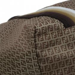 Pre Owned Fendi Brown Striped Zucchino Nylon Shopping Tote