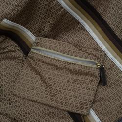 Pre Owned Fendi Brown Striped Zucchino Nylon Shopping Tote