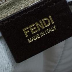 Pre Owned Fendi Brown Striped Zucchino Nylon Shopping Tote