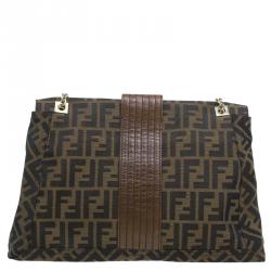 Fendi Brown Zucca Canvas Maxi Baguette Shoulder Bag