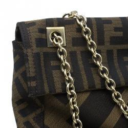 Fendi Brown Zucca Canvas Maxi Baguette Shoulder Bag
