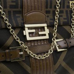 Fendi Brown Zucca Canvas Maxi Baguette Shoulder Bag