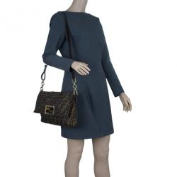 مملوكة مسبقًا Fendi Brown Zucca New Forever Flap Shoulder Bag