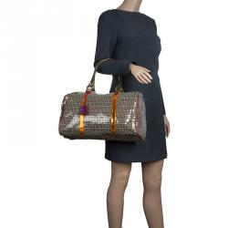 Pre Owned Fendi Multicolor Zucchino Canvas/Sequin Overnight Duffel Bag