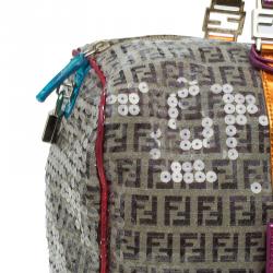 Pre Owned Fendi Multicolor Zucchino Canvas/Sequin Overnight Duffel Bag