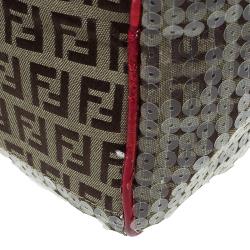 Pre Owned Fendi Multicolor Zucchino Canvas/Sequin Overnight Duffel Bag