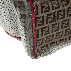 Pre Owned Fendi Multicolor Zucchino Canvas/Sequin Overnight Duffel Bag