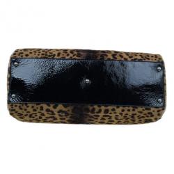 مملوكة مسبقًا Fendi Black Patent Peekaboo Leopard Tote