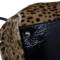 مملوكة مسبق ًا Fendi Black Patent Peekaboo Leopard Tote