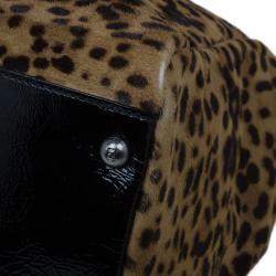 مملوكة مسبقًا Fendi Black Patent Peekaboo Leopard Tote