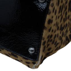 مملوكة مسبقًا Fendi Black Patent Peekaboo Leopard Tote