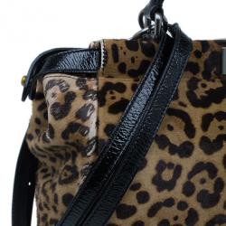 مملوكة مسبقًا Fendi Black Patent Peekaboo Leopard Tote