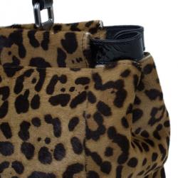 مملوكة مسبقًا Fendi Black Patent Peekaboo Leopard Tote