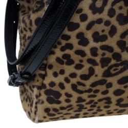 مملوكة مسبقًا Fendi Black Patent Peekaboo Leopard Tote