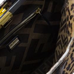 مملوكة مسبقًا Fendi Black Patent Peekaboo Leopard Tote