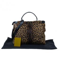 مملوكة مسبقًا Fendi Black Patent Peekaboo Leopard Tote