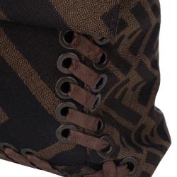 مملوكة مسبقًا حقيبة كلتش فندي باغيت كانفاس توباكو زوكا برباط مزين كبيرة 