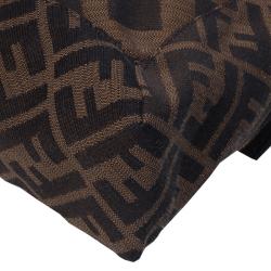 مملوكة مسبقًا حقيبة كلتش فندي باغيت كانفاس توباكو زوكا برباط مزين كبيرة 