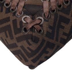 مملوكة مسبقًا حقيبة كلتش فندي باغيت كانفاس توباكو زوكا برباط مزين كبيرة 