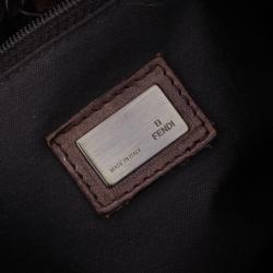 مملوكة مسبقًا حقيبة كلتش فندي باغيت كانفاس توباكو زوكا برباط مزين كبيرة 