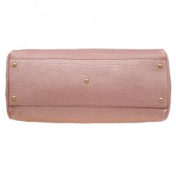 Pre Owned Fendi Metallic Pink Selleria Leather Large Peekaboo Top Handle Bag