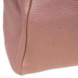 Pre Owned Fendi Metallic Pink Selleria Leather Large Peekaboo Top Handle Bag