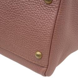 Pre Owned Fendi Metallic Pink Selleria Leather Large Peekaboo Top Handle Bag