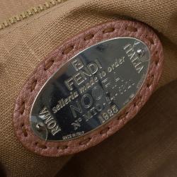 Pre Owned Fendi Metallic Pink Selleria Leather Large Peekaboo Top Handle Bag