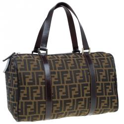 Pre Owned Fendi Tobacco Zucca Canvas Boston Bag