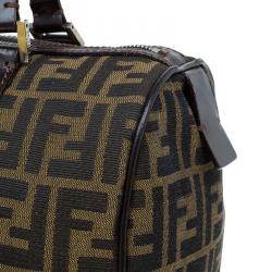 Pre Owned Fendi Tobacco Zucca Canvas Boston Bag