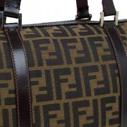 Pre Owned Fendi Tobacco Zucca Canvas Boston Bag