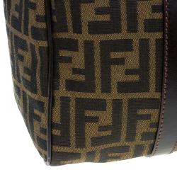 Pre Owned Fendi Tobacco Zucca Canvas Boston Bag