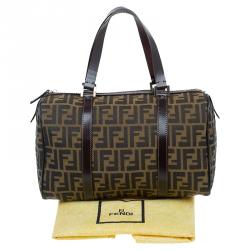 Pre Owned Fendi Tobacco Zucca Canvas Boston Bag