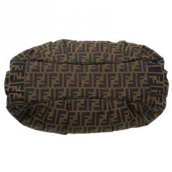 Pre Owned Fendi Tobacco/Green Zucca Canvas Large Mia Shoulder Bag