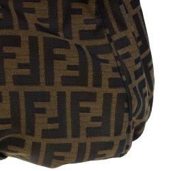 Pre Owned Fendi Tobacco/Green Zucca Canvas Large Mia Shoulder Bag
