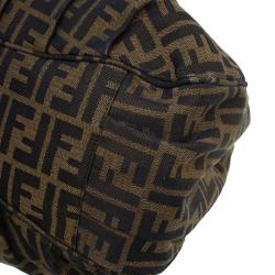 Pre Owned Fendi Tobacco/Green Zucca Canvas Large Mia Shoulder Bag