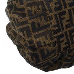 Pre Owned Fendi Tobacco/Green Zucca Canvas Large Mia Shoulder Bag