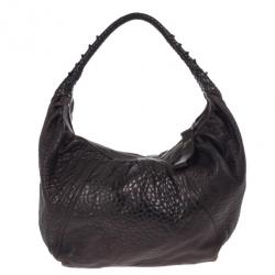Pre Owned Fendi Brown Leather Spy Hobo Bag