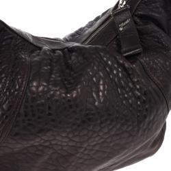 Pre Owned Fendi Brown Leather Spy Hobo Bag