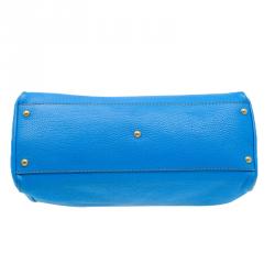 Pre Owned Fendi Blue Selleria Leather Large Peekaboo Top Handle Bag