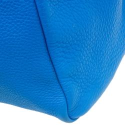 Pre Owned Fendi Blue Selleria Leather Large Peekaboo Top Handle Bag