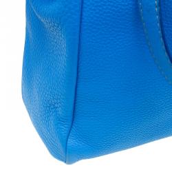 Pre Owned Fendi Blue Selleria Leather Large Peekaboo Top Handle Bag
