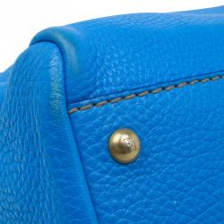 Pre Owned Fendi Blue Selleria Leather Large Peekaboo Top Handle Bag