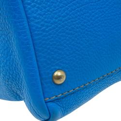 Pre Owned Fendi Blue Selleria Leather Large Peekaboo Top Handle Bag