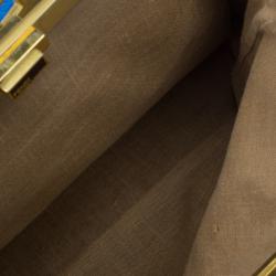 Pre Owned Fendi Blue Selleria Leather Large Peekaboo Top Handle Bag