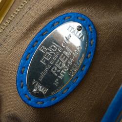 Pre Owned Fendi Blue Selleria Leather Large Peekaboo Top Handle Bag