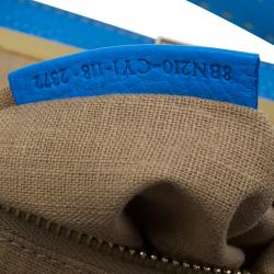 Pre Owned Fendi Blue Selleria Leather Large Peekaboo Top Handle Bag