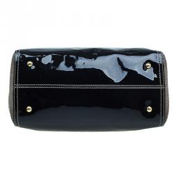 Pre Owned Fendi Black Patent Leather and Canvas Small Chameleon Satchel