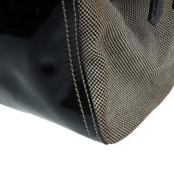 Pre Owned Fendi Black Patent Leather and Canvas Small Chameleon Satchel